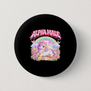 Badge Rond 5 Cm Licorne mignonne arc-en-ciel floral drôle pour hom