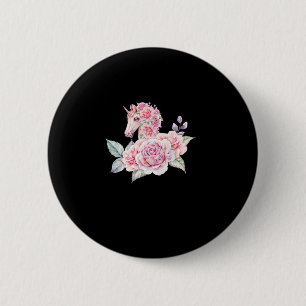 Badge Rond 5 Cm Licorne Mignonne Avec Fleurs Licorne Florale Fille
