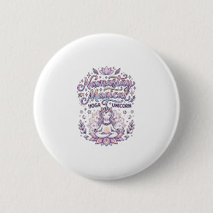 Badge Rond 5 Cm Licorne Namastay Magique Adorable Typographie Créa
