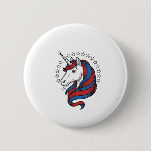 Badge Rond 5 Cm Licorne patriotique dessin vectoriel gravure vinta