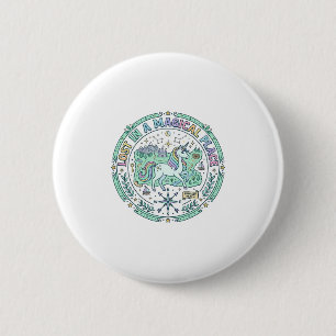 Badge Rond 5 Cm Licorne perdue dans un endroit magique Impression