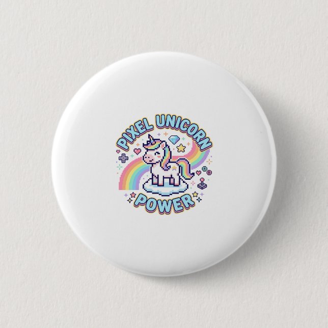 Badge Rond 5 Cm Licorne Pixel Licorne Puissance Conception Graphiq (Devant)