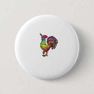 Badge Rond 5 Cm Licorne Poule Arc-en-Ciel Coq Image Drôle d'Animal