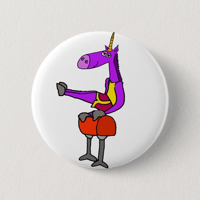 Badge Rond 5 Cm Licorne pourpre d'amusement sur l'art de (Devant)