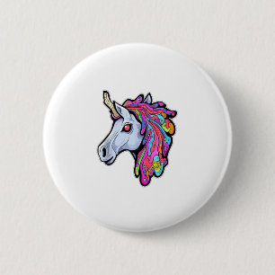 Badge Rond 5 Cm Licorne Punk Drôle Ironique Cool Licorne Punk Rock