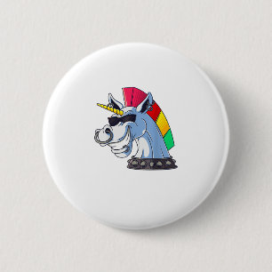 Badge Rond 5 Cm Licorne Punk Drôle Ironique Cool Licorne Punk Rock