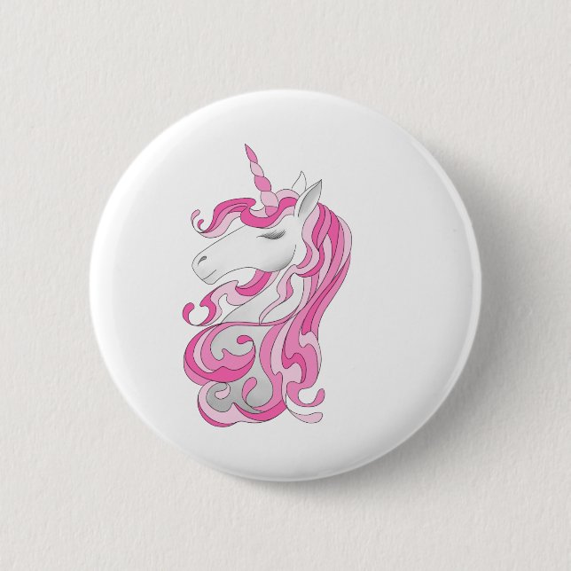 Badge Rond 5 Cm Licorne Rose (Devant)
