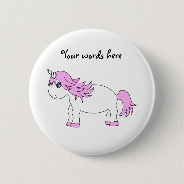 Badge Rond 5 Cm Licorne rose (Devant)