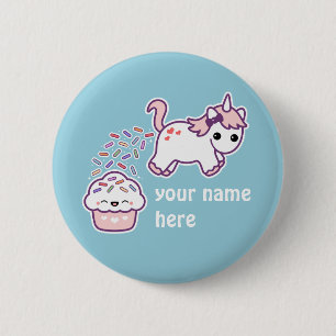 Badge Rond 5 Cm Licorne rose de Pooping