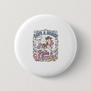 Badge Rond 5 Cm Licorne Sauve un Cheval Monte une Licorne Impressi