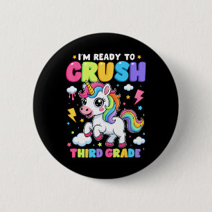 Badge Rond 5 Cm Licorne Troisième année, me voici! Retour à l'écol