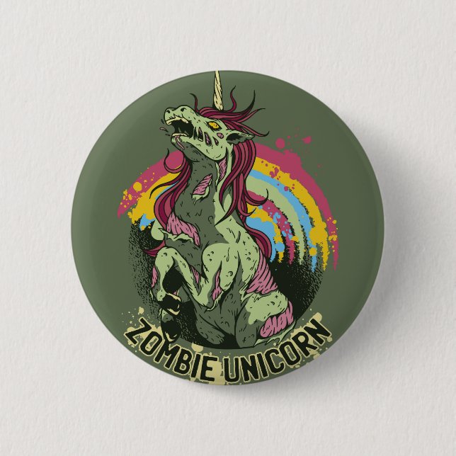 Badge Rond 5 Cm licorne zombie (Devant)