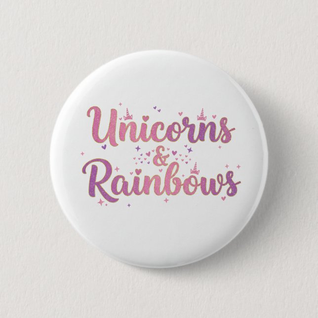 Badge Rond 5 Cm Licornes et arcs-en-ciel (Devant)
