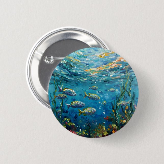 Badge Rond 5 Cm Life Under The Sea (Devant & derrière)