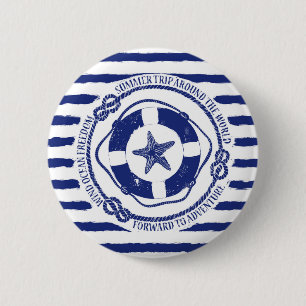 Badge Rond 5 Cm Lifebuoy et étoiles de mer