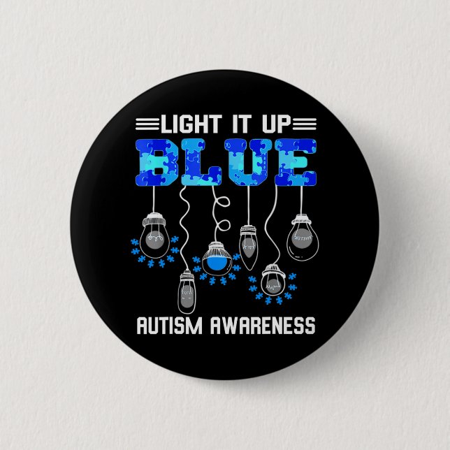 Badge Rond 5 Cm Light It Up Blue Autism (Devant)