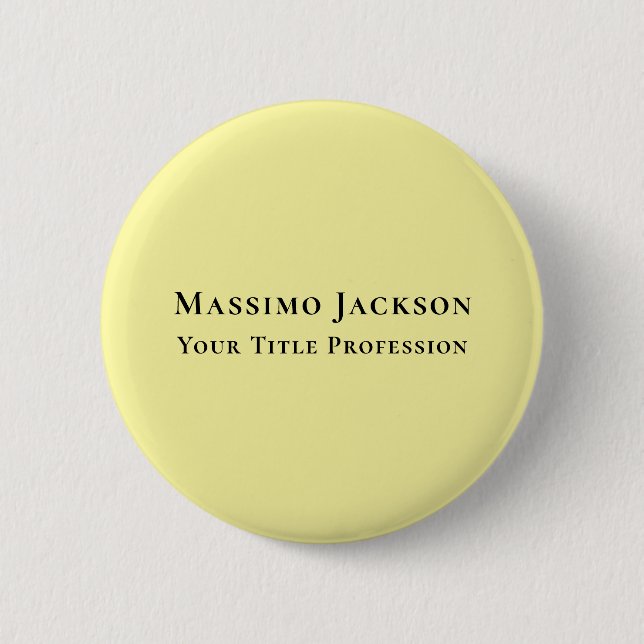 Badge Rond 5 Cm Light Yellow Plain Elegant Professional Modern (Devant)