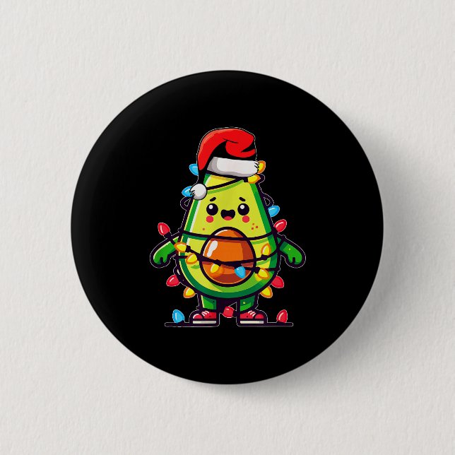 Badge Rond 5 Cm Lighting Avocado Ugly Christmas Sweater Guacamole  (Devant)