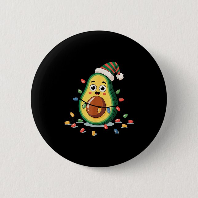 Badge Rond 5 Cm Lighting Avocado Ugly Christmas Sweater Guacamole  (Devant)