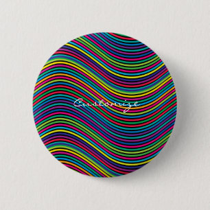 Badge Rond 5 Cm Ligne Abstraite cool de Wavy art Thunder_Cove