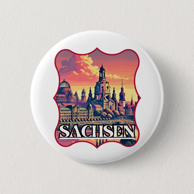 Badge Rond 5 Cm Ligne aérienne Retro Sachsen (Devant)