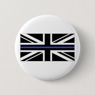 Badge Rond 5 Cm Ligne Bleue fine Police britannique