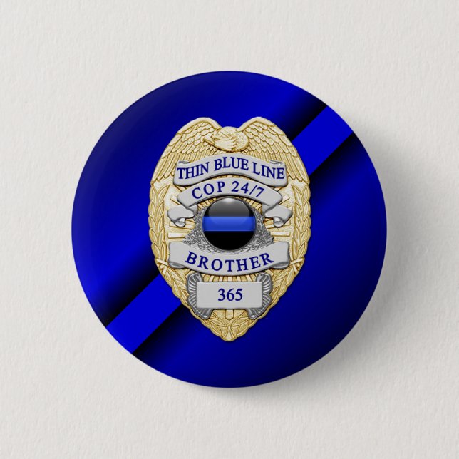 Badge Rond 5 Cm Ligne bleue mince (Devant)