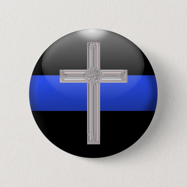Badge Rond 5 Cm Ligne Bleue Mince Prière Pour La Sécurité (Devant)