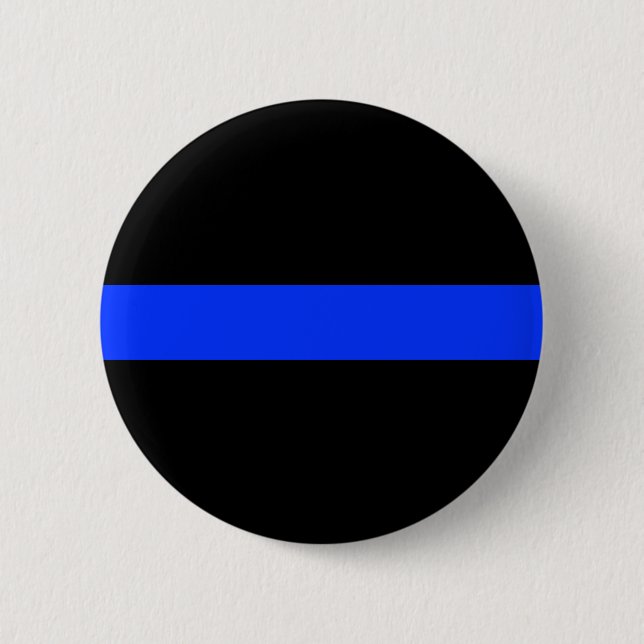 Badge Rond 5 Cm Ligne mince bleue bouton de police (Devant)