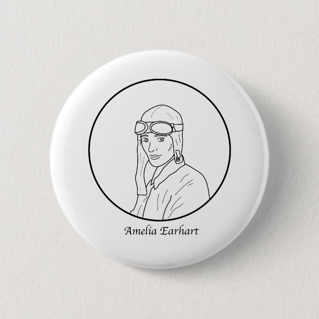 Badge Rond 5 Cm Ligne portrait d'Amelia Earhart (Devant)