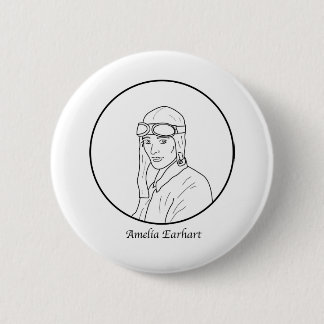 Badge Rond 5 Cm Ligne portrait d'Amelia Earhart