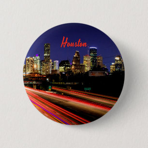 Badge Rond 5 Cm Ligne Skyline de Houston Texas City