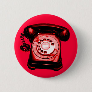 Badge Rond 5 Cm Ligne téléphonique rouge