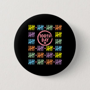 Badge Rond 5 Cm Lignes de arc-en-ciel du 100ème jour Marques de po