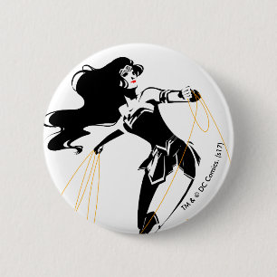 Badge Rond 5 Cm Ligue de la justice  Femme Merveilleuse Avec Lasso