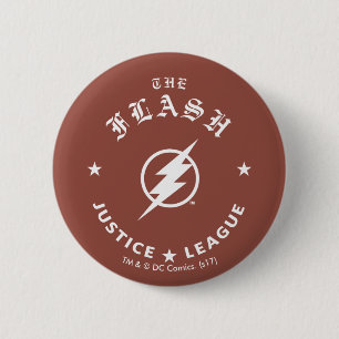 Badge Rond 5 Cm Ligue de la justice L'Emblème Flash Retro Lightni