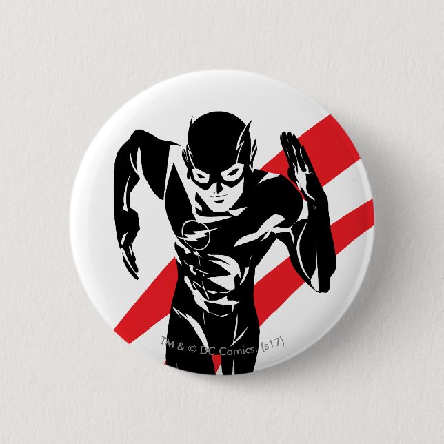 Badge Rond 5 Cm Ligue de la justice| The Flash Running Noir Pop Ar (Devant)