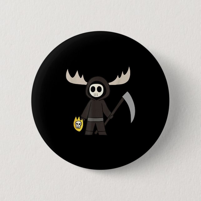 Badge Rond 5 Cm Lil Doom Moose - Funny Reaper Cartoon  (Devant)