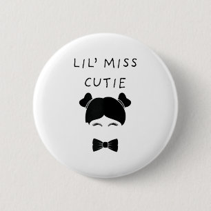 Badge Rond 5 Cm Lil Miss Cutie Tee Cheveux Filles Mignonnes Nattes