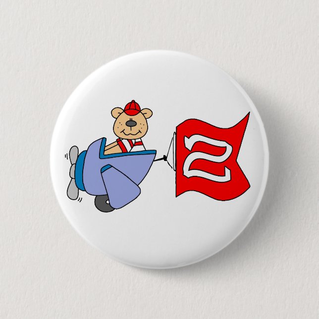 Badge Rond 5 Cm Lil Pilot Bear 2e anniversaire (Devant)