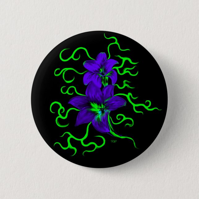 Badge Rond 5 Cm lila Lilie Blume (Devant)