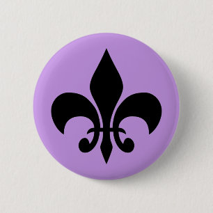 Badge Rond 5 Cm Lilac Fleur de Lis