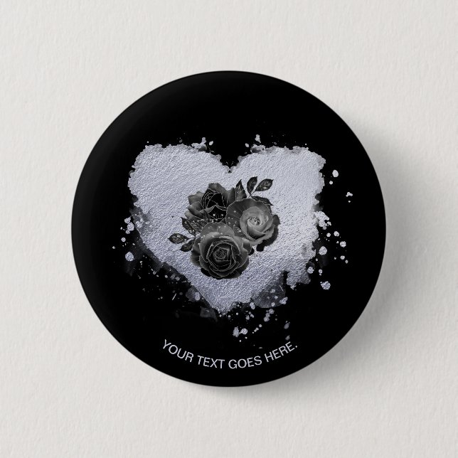 Badge Rond 5 Cm *~* Lilac Fleurs cardiaques Iridescente Personnali (Devant)