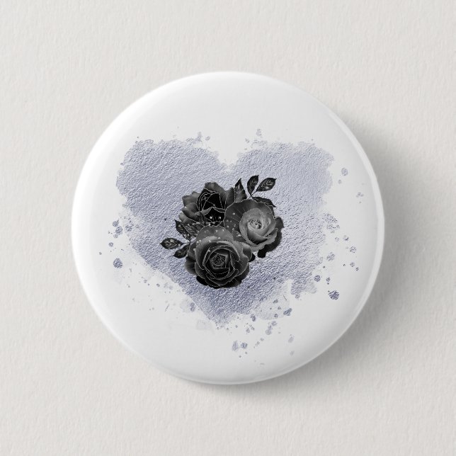Badge Rond 5 Cm *~* Lilac Iridescente Fleurs cardiaques Femmes BLA (Devant)