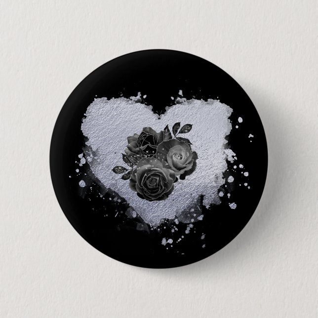 Badge Rond 5 Cm *~* Lilac Iridescente Fleurs cardiaques Femmes NOI (Devant)