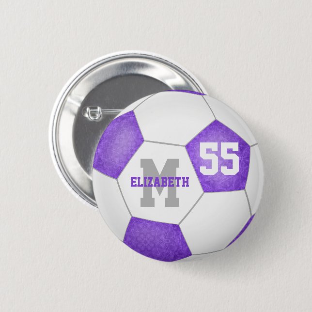Badge Rond 5 Cm lilas violet gris girly soccer personnalisé (Devant & derrière)