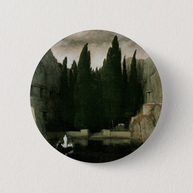 Badge Rond 5 Cm L'île des morts par Arnold Bocklin, Symbolisme Art (Devant)