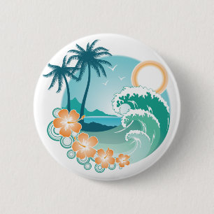Badge Rond 5 Cm L'île tropicale
