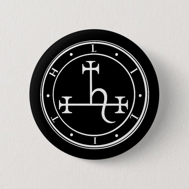 Badge Rond 5 Cm Lilith sigil. Bouton de la déesse de la lune noire (Devant)