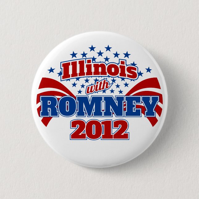 Badge Rond 5 Cm L'Illinois avec Romney 2012 (Devant)
